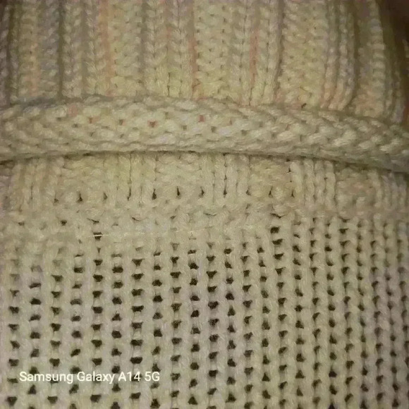 Women's Cherokee 100% Cotton Chunky Collared Ivory Sweater Cardigan Pockets - Picture 4 of 9